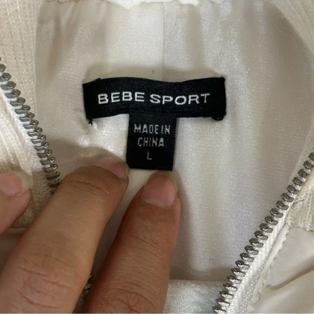 Bebe sport white down filled puffer jacket with rabbit fur lined removable hood - Picture 4 of 16